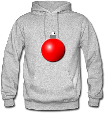 Vintage Red Christmas Ornament Image Round-collar And Regular Hoodies In Grey