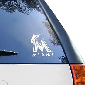 MLB Miami Marlins 8" x 8" White Logo Decal (): Sports &amp; Outdoors