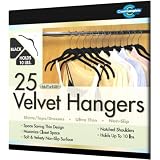 Closet Complete Ultra Thin No Slip Velvet Hangers for Shirts and Dresses, Black, Set of 25 ~ Closet Complete