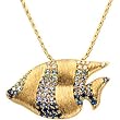 14K Yellow Gold Multicolor Gemstones and Diamond Sunfish Pendant/Brooch