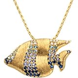 14K Yellow Gold Multicolor Gemstones and Diamond Sunfish Pendant/Brooch
