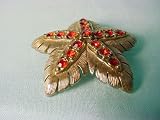 Gold Wash and Red Rhinestone Pin