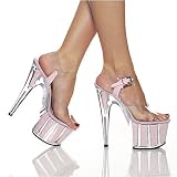 CENTERSTAGE-708G 6 3/4" Platform Sandal, Clear/Baby Pink Glitter-Size 8