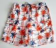 Big and Tall Mens Swim Trunks with Adjustable Elastic Drawstring Waist and Board Short Style Front, 2 Inseam Slit Pockets and Side Cargo Pocket. Mesh Lined. Orange/Blue Palm Tree Print in Sizes XL - 4XL