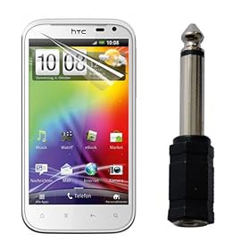 Skque Anti Scratch Screen Protector+Recoton CW1521 Audio 1 4 to 1 8 Mono Adapter for HTC Sensation XL by 