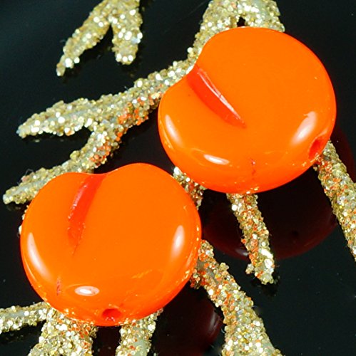 Opaque Yellow Halloween Peach Czech Glass Fall Czech Glass Fruit Beads Carmen Miranda Jewelry 11mm x 12mm 6pcs