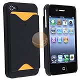 Black Clip-on Case w/ Business Card Holder Compatible With Apple iPhone 4 - ....