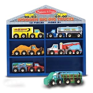 Melissa & Doug Deluxe Wooden Big Rig Trucks Set