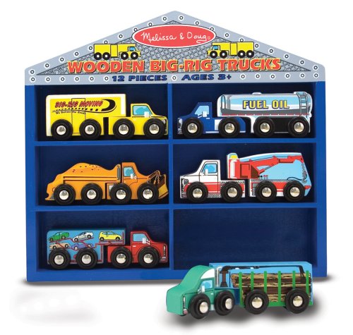 Melissa & Doug Deluxe Wooden Big Rig Trucks Set