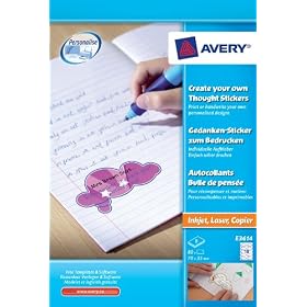 Avery - E3614 - Bons points adh�sifs personnalisables - 80 pi�ces - Papier - Bulle de pens�e - Blanc
