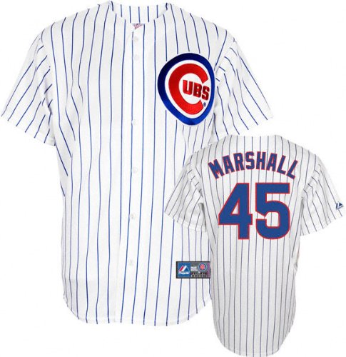 Rich Harden Jersey: Adult 2009 Majestic Home Pinstripe Replica #40 Chicago Cubs Jersey - Small