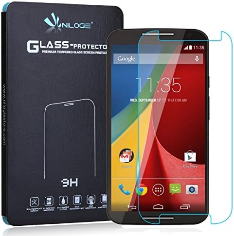 Moto G (2nd Generation) Screen Protector, Nilogie® Premium Ultra Clear 9H Hardness | 96% Transparency Tempered Glass Screen Protector Made for Motorola Moto G (2nd Generation) - Protect Your Screen from Scratches, Drops and Shatterproof