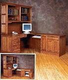 Oak Computer Desk with Hutch - Right Return