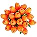 Luyue Artificial Silk Flower Mini Tulips Real Touch Flowers Bouquet for Wedding Party Decoration Pack of 12 (Sunset)