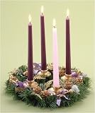 Pack of 4 Christmas Advent Wreaths with Pine Cones & Purple Ribbon