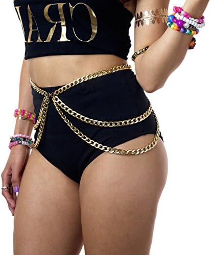 Gold Anjuna Body Chain Dual Purpose Belly Chain Belt Adjustable Bikini Jewelry Accessory for Women