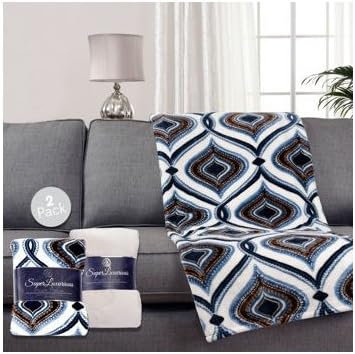 Life Comfort Super Luxurious Throw 2-pack , Blue/Ivory