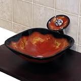 Bathroom Square Glass Vessel /Drain S9015M
