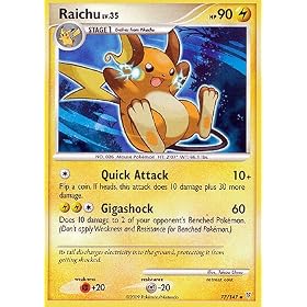 Pokemon Platinum Supreme Victors Single Card Raichu #77 Uncommon