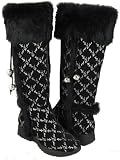 BABY PHAT Wauna Wms Black Boots Faux Fur