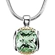 Sterling Silver and 14K Yellow Gold Prasiolite Pendant