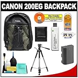 Canon 200EG Deluxe Digital SLR Camera Backpack Case + LP-E6 Battery + Tripo ....