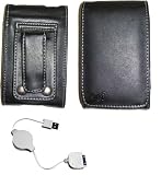 AKA Black Leather Case for Ipod Video 30gb 60gb + Retractable Data Cable for Apple Ipod Video