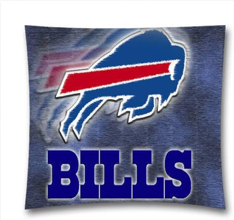 Cotton Linen Personalized NFL Decorative Throw Pillows,Buffalo Bills logo Square Cushion Covers,Personalized Gift,Ideal Gift to Men,Throw Pillows,Cover Size 18x18Inch,