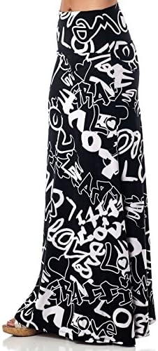 Printed Maxi Length A-line skirt with rollover waist CW20 Small Casual Dresses