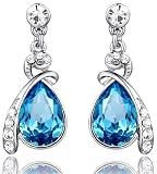 Arco Iris Eternal Love Teardrop Swarovski Elements Crystal Earrings for Women - Blue Topaz - 1140401