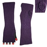 Hand Crochet Flower Fingerless Fashion Ribbed Knit Soft Acrylic Arm Warmer Gloves