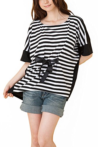 (Goldjapan)ゴールドジャパン 大きいサイズ レディース ボーダー チュニック カットソー 七分袖 ７分袖 半袖 半そで チュニック ブラウス Ａライン 体型カバー フォーマル カジュアル エレガント きれいめ 女子会 gold027