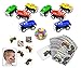 Monster Truck Party Favors for 12 - Pull-Back Trucks 3 Inch (12), Monster Truck Stickers (12 Sheets), Checkered Flags (24), and a Happy Birthday Sticker (Total 49 pieces)