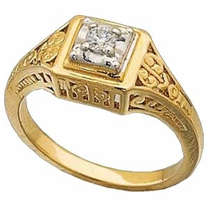 14Kt Yellow Gold Diamond Filigree Fashion Ring