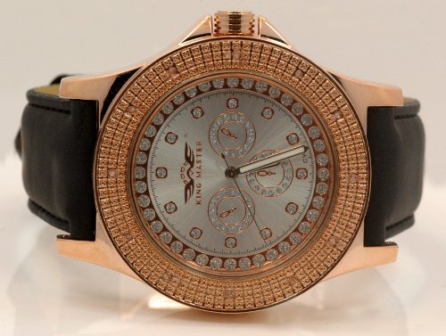 Cheap Ice King Master Mens Rose Gold Diamond Watch 0.12ctw KM101