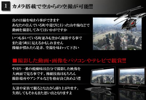 カメラ搭載 空撮 ラジコン ヘリ ブラック・アイ 動画撮影 暗視対応 高画質 専用多機能リモコン 多機能装備