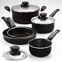 T-Fal Encore Hard-Enamel 10-Piece Cookware Set, Black
