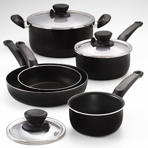 T-Fal Encore Hard-Enamel 10-Piece Cookware Set, Black