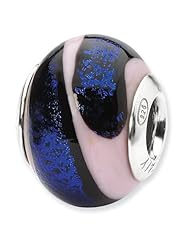 Sterling Silver s Blue/pink Italian Murano Bead by Reflection Beads, Best Quality Free Gift Box Satisfaction Guaranteed