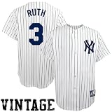 MLB Babe Ruth New York Yankees 1927 Adult Short Sleeve Synthetic Replica Jersey (Pinstripes-Yankees Coop, Large)