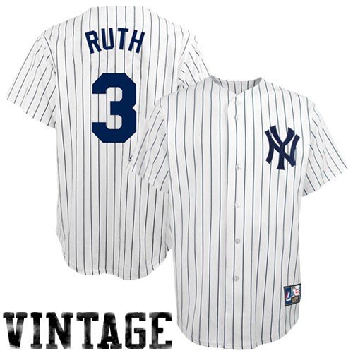 MLB Babe Ruth New York Yankees 1927 Adult Short Sleeve Synthetic Replica Jersey (Pinstripes-Yankees Coop, X-Large) at Amazon.com