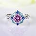 Psiroy 925 Sterling Silver Plated Pink Topaz Ring Flower Shaped Band Size 9