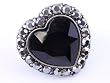 Rockabilly Black Stone Chunky Heart with Crystal Ring