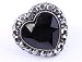 Rockabilly Black Stone Chunky Heart with Crystal Ring