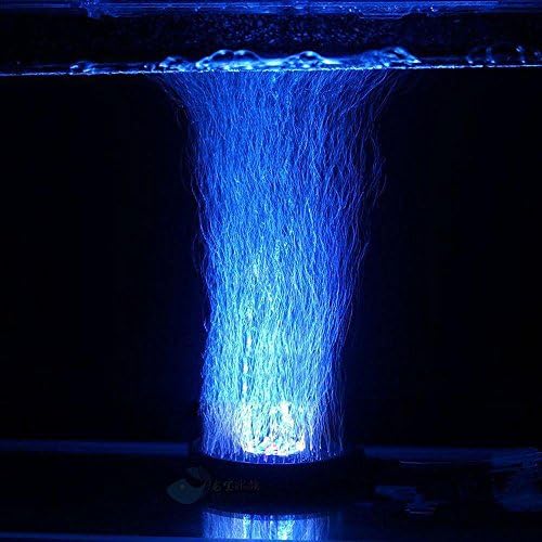Aquarium Fish Tank Air Curtain Bubble Stone Disk with 6 Blue LED Light No.07