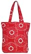 Cotton Canvas Red and White Flowers Book Bag with Cloth Handles 15"Lx15"H Set/2