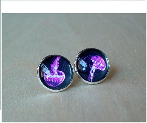 Free floating - Black / Purple Jellyfishes Stud earring