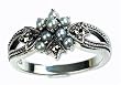 Star Gaze Silver Natural Seed Pearl Ring - by Dahlia Vintage Jewelry Collection