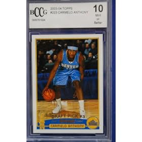 Carmelo Anthony Rookie Graded MINT 10 by BCCG/BGS - 2003-04 Topps #223 basketball card