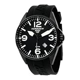 Torgoen Swiss Men's T10301 Black Ion-Plated 3-Hand Analog Rubber Strap Watch